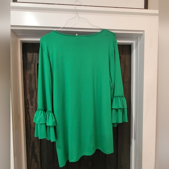Danity Jewells green ruffle sleeve layering shirt - Picture 2 of 3